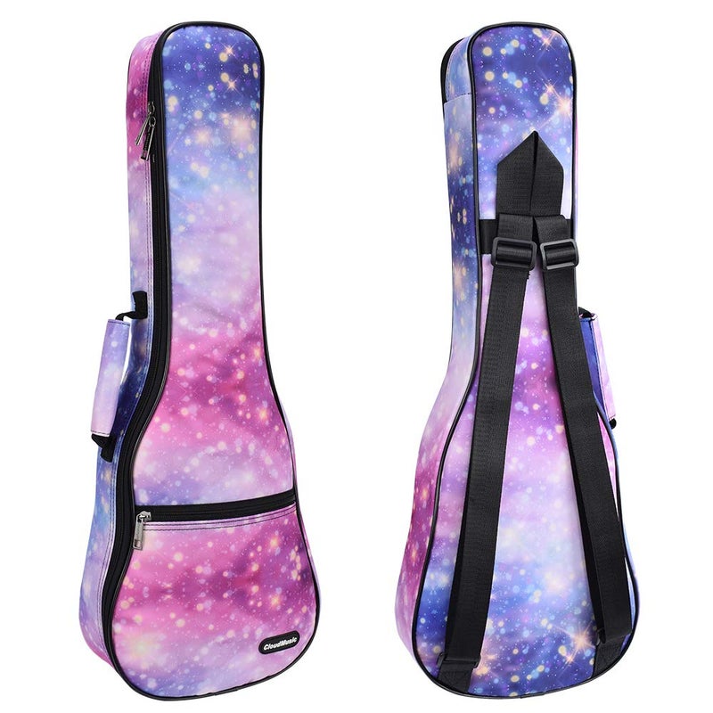 CLOUDMUSIC Ukulele Case Gig Bag Padded Backpack For Concert 23" Inch(Concert,Pink Purple Starry Night) - Image 2